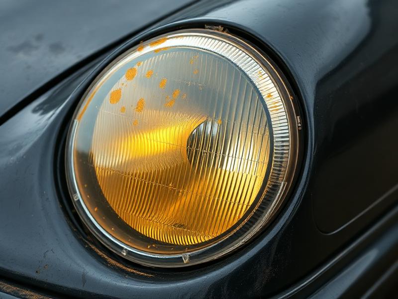 Cloudy oxidized headlight before restoration